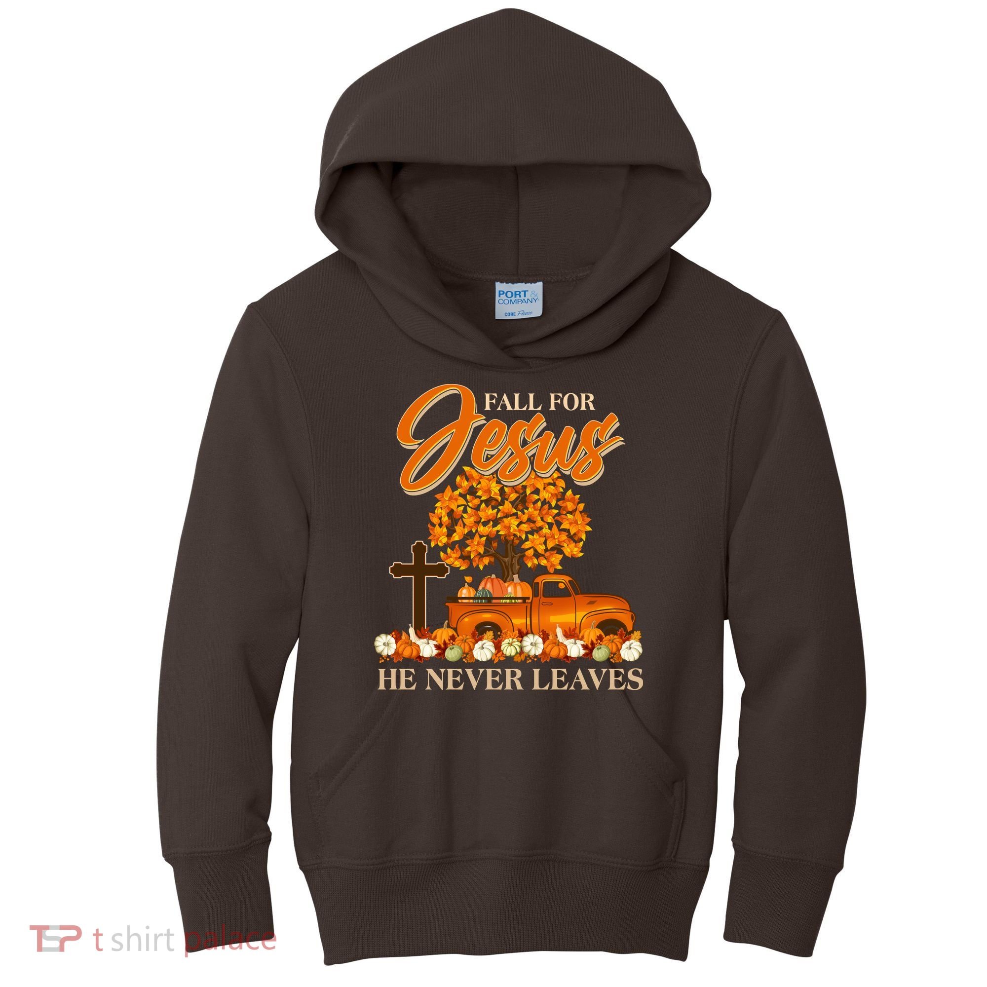 Fall For Jesus Ne Never Leaves Kids Hoodie