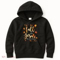 Fall For Jesus He Never Leaves Autumn Kids Hoodie thumb 0