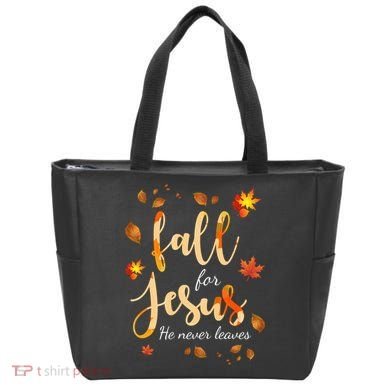 Fall For Jesus He Never Leaves Autumn Tote Bag