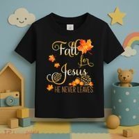 Fall For Jesus He Never Leaves Autumn Christian Prayers Toddler T-Shirt thumb 3