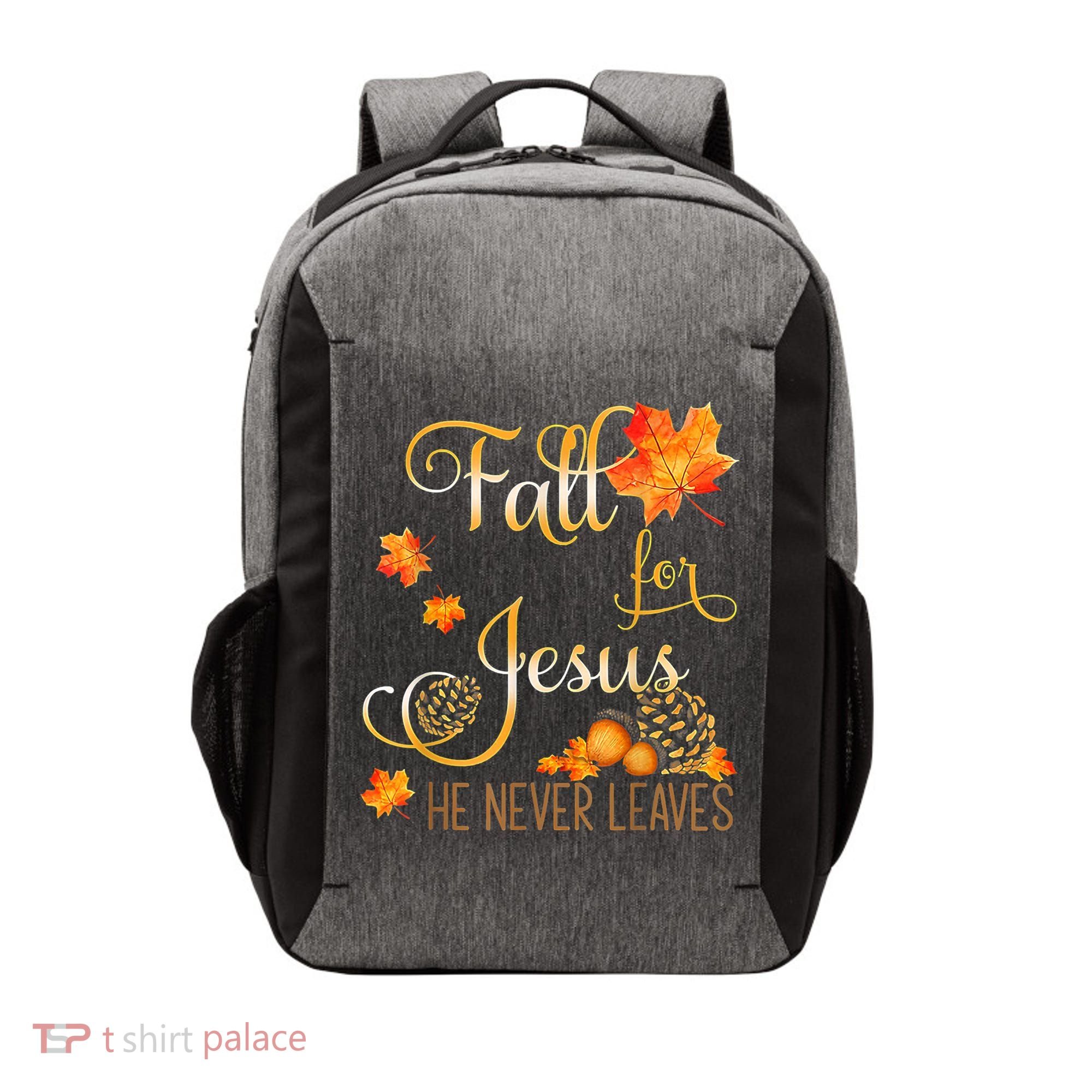 Fall For Jesus He Never Leaves Autumn Christian Prayers Vector Backpack