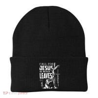 Fall For Jesus He Never Leaves Christian Thanksgiving Beanie thumb 0