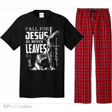Fall For Jesus He Never Leaves Christian Thanksgiving Pajama Set
