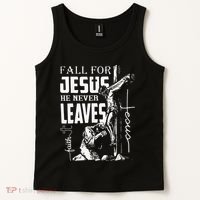Fall For Jesus He Never Leaves Christian Thanksgiving Tank Top thumb 2
