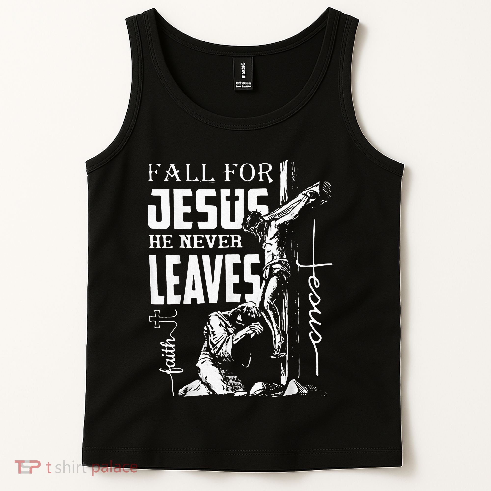Fall For Jesus He Never Leaves Christian Thanksgiving Tank Top