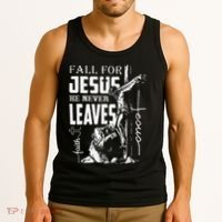Fall For Jesus He Never Leaves Christian Thanksgiving Tank Top thumb 3