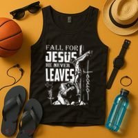 Fall For Jesus He Never Leaves Christian Thanksgiving Tank Top thumb 4