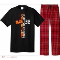 Fall For Jesus He Never Leaves Christian Faith Jesus Cross Pajama Set thumb 0