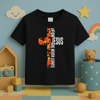 Fall For Jesus He Never Leaves Christian Faith Jesus Cross Toddler T-Shirt thumb 3