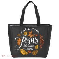 Fall For Jesus He Never Leaves Tote Bag thumb 0
