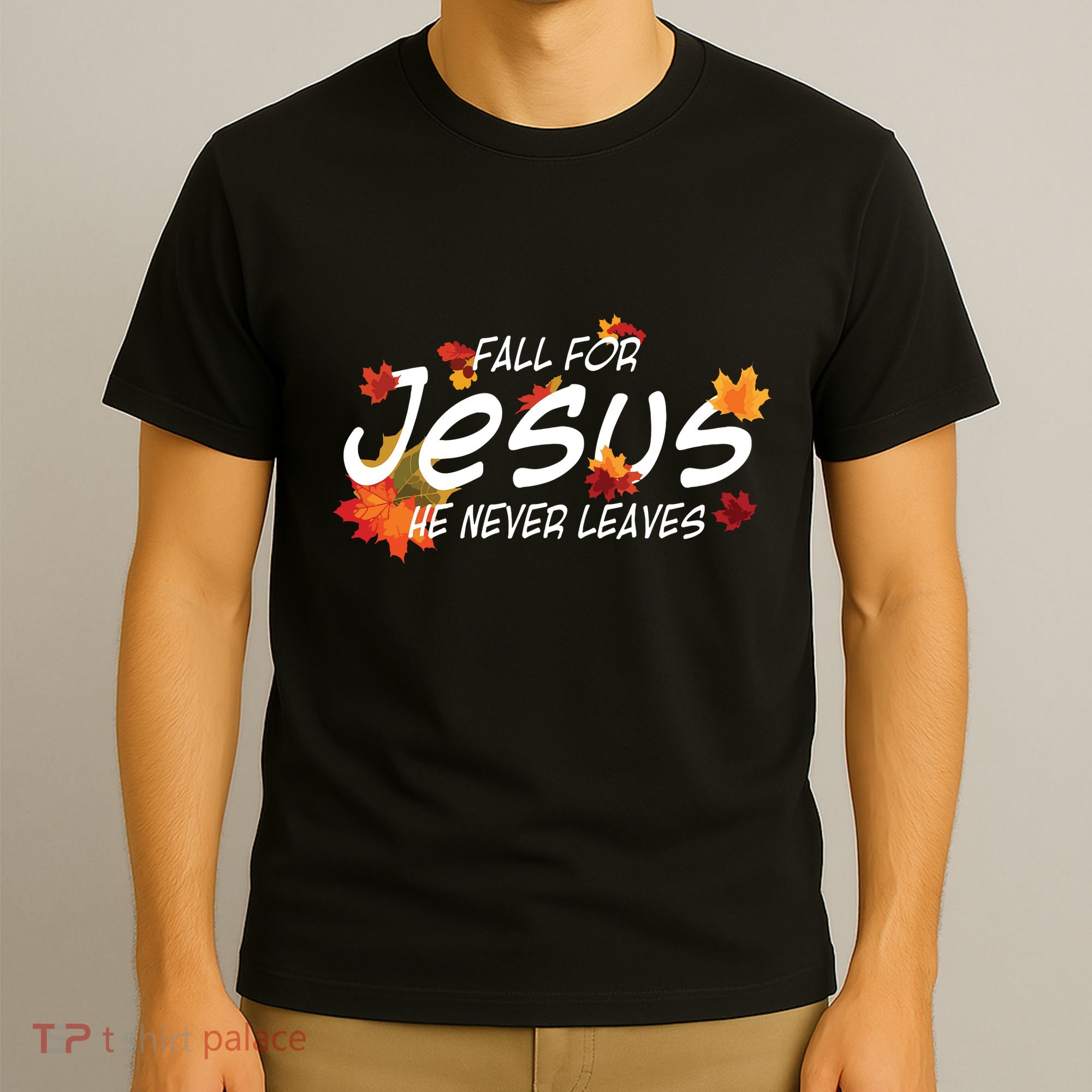 Fall For Jesus He Never Leaves Christian Halloween T-Shirt