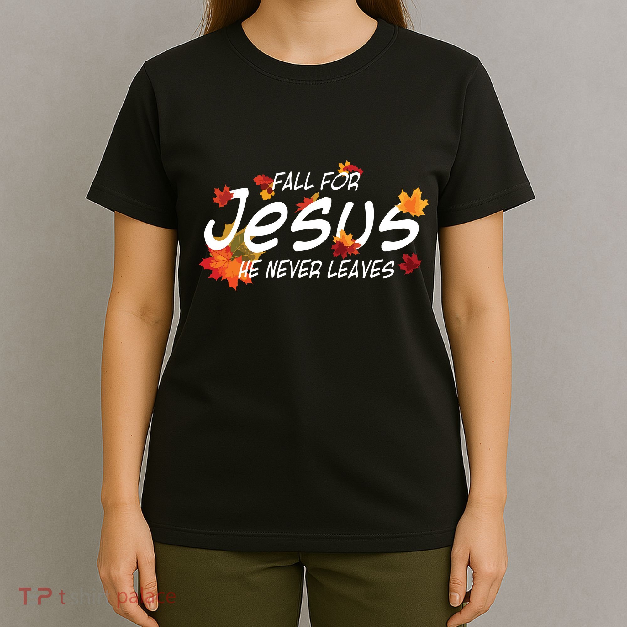 Fall For Jesus He Never Leaves Christian Halloween T-Shirt