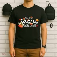 Fall For Jesus He Never Leaves Christian Halloween T-Shirt thumb 6