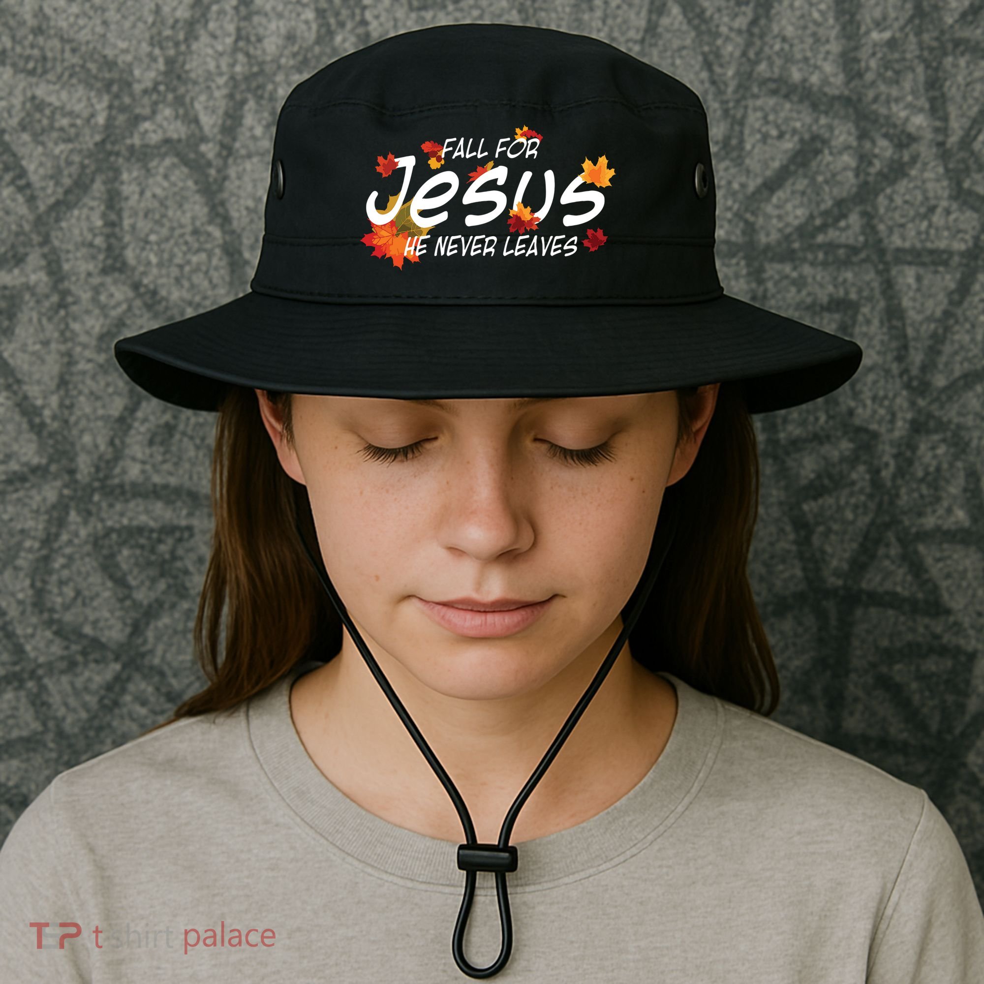 Fall For Jesus He Never Leaves Christian Halloween Bucket Hat
