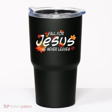 Fall For Jesus He Never Leaves Christian Halloween Tumbler
