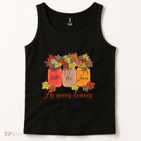 Fall For Jesus He Never Leaves Christian Lover Thanksgiving Tank Top thumb 2