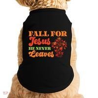 Fall For Jesus He Never Leaves Autumn Christian Faith Gift Doggie Tank thumb 0