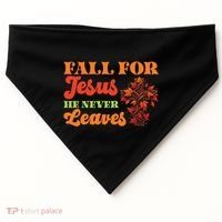 Fall For Jesus He Never Leaves Autumn Christian Faith Gift USA-Made Doggie Bandana thumb 0