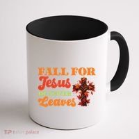 Fall For Jesus He Never Leaves Autumn Christian Faith Gift Coffee Mug thumb 1