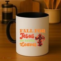Fall For Jesus He Never Leaves Autumn Christian Faith Gift Coffee Mug thumb 4