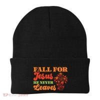 Fall For Jesus He Never Leaves Autumn Christian Faith Gift Beanie thumb 0
