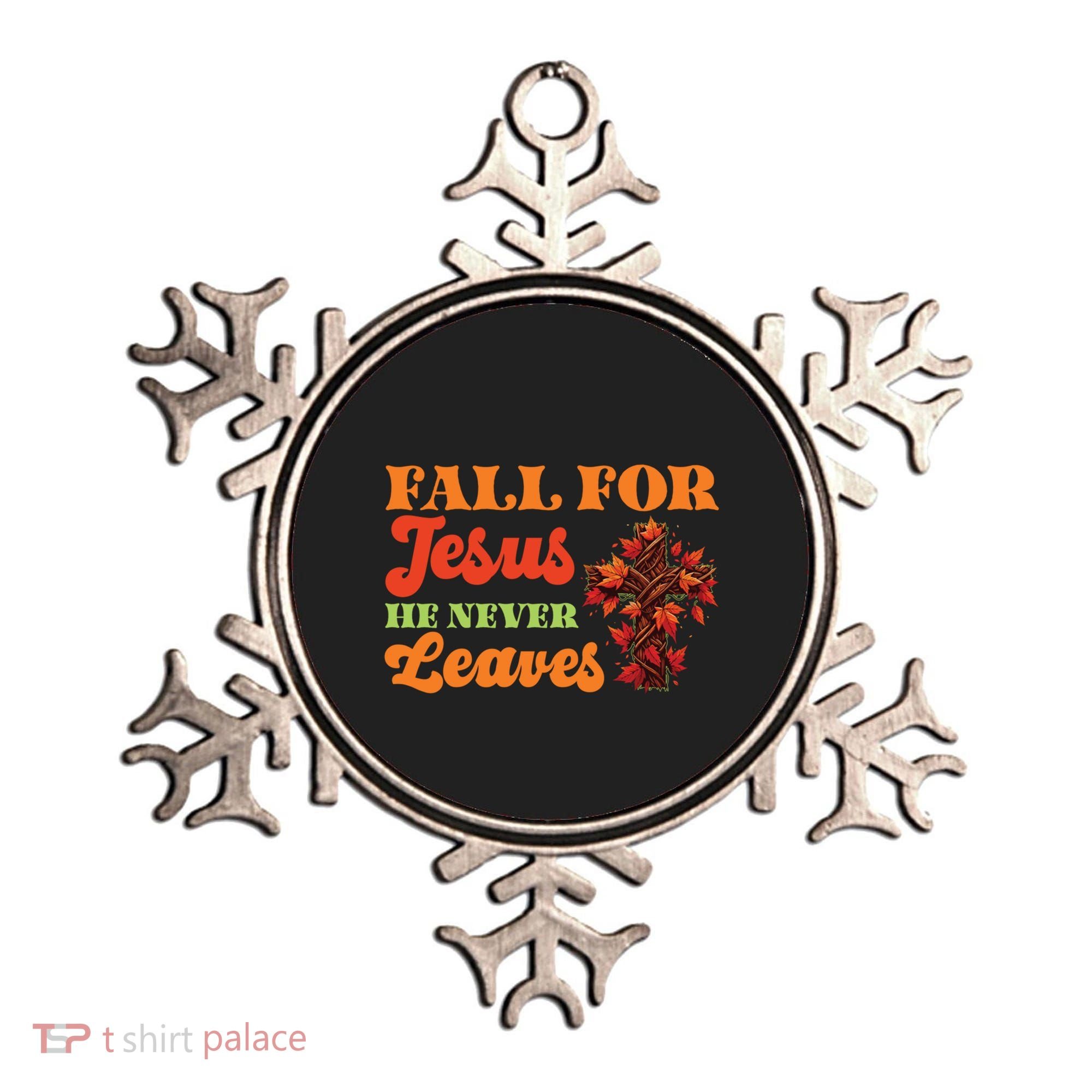 Fall For Jesus He Never Leaves Autumn Christian Faith Gift Ornament
