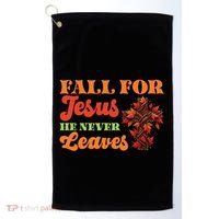 Fall For Jesus He Never Leaves Autumn Christian Faith Gift Golf Towel thumb 0