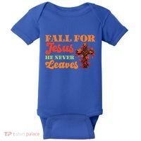 Fall For Jesus He Never Leaves Autumn Christian Faith Gift Baby Bodysuit thumb 0