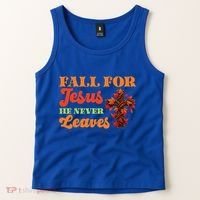 Fall For Jesus He Never Leaves Autumn Christian Faith Gift Tank Top thumb 2