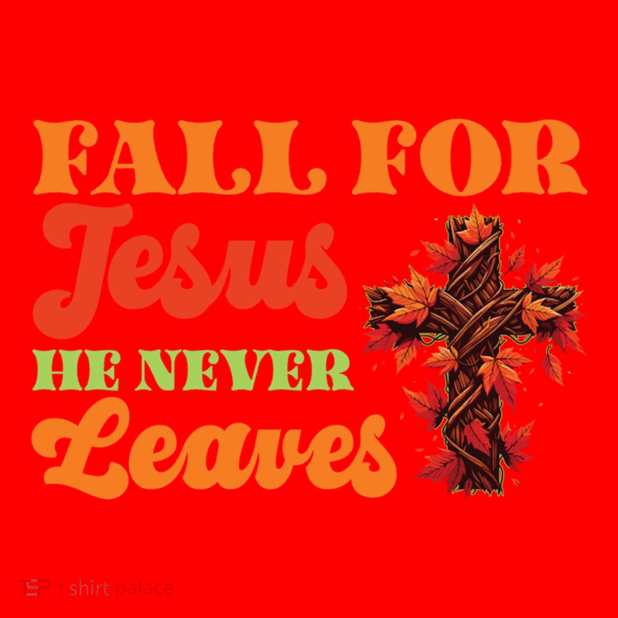 Fall For Jesus He Never Leaves Autumn Christian Faith Gift Santa Hat