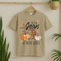 Fall for Jesus He Never Leaves Christian Thanksgiving Dinner T-Shirt thumb 2