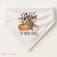 Fall for Jesus He Never Leaves Christian Thanksgiving Dinner USA-Made Doggie Bandana thumb 0