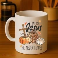 Fall for Jesus He Never Leaves Christian Thanksgiving Dinner Coffee Mug thumb 4