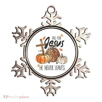 Fall for Jesus He Never Leaves Christian Thanksgiving Dinner Ornament