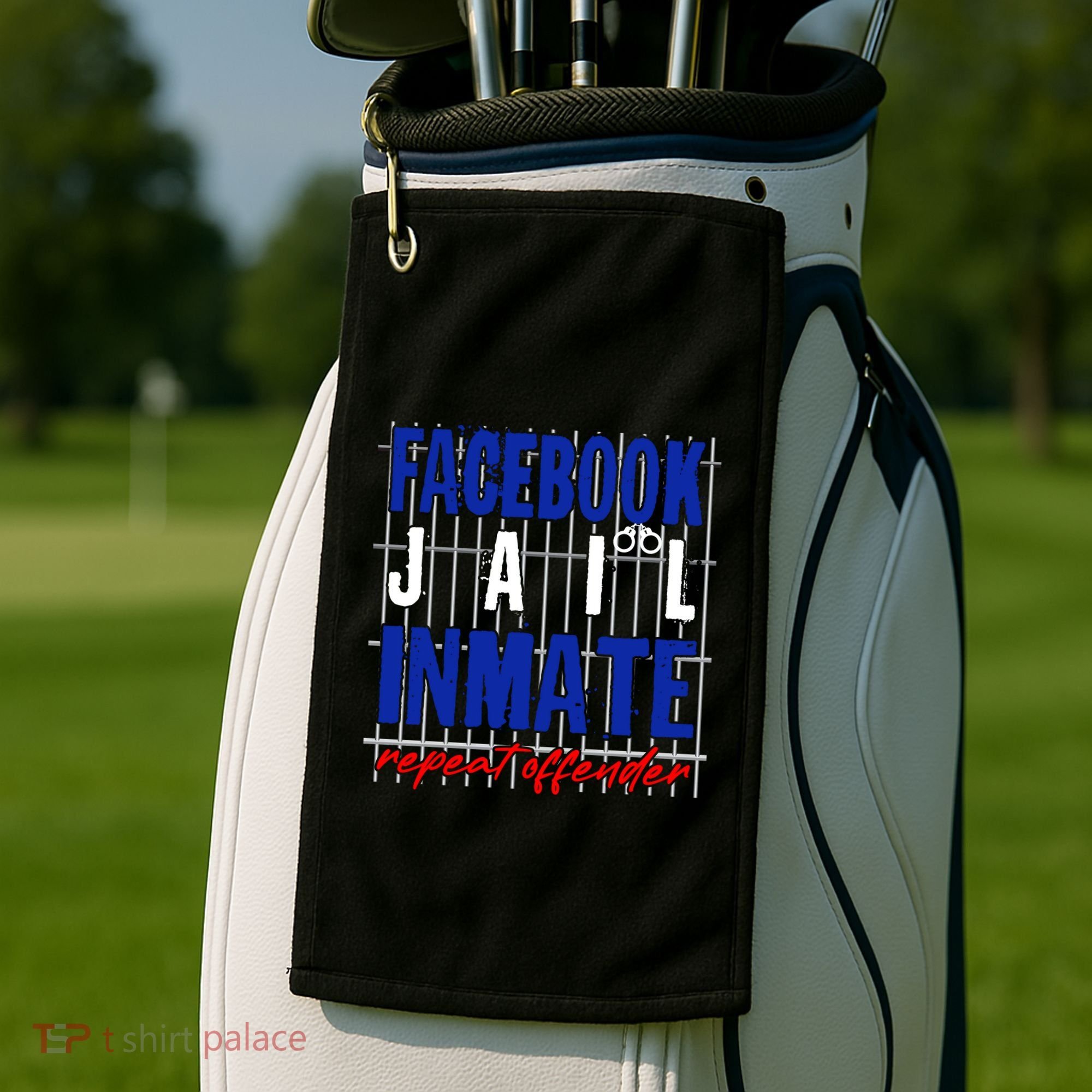 Funny Facebook Jail Inmate Repeat Offender Golf Towel