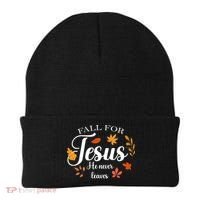 Fall For Jesus He Never Leaves Christianity Beanie thumb 0
