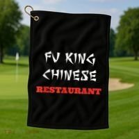 Funny Fu King Chinese Restaurant Joke Golf Towel thumb 1