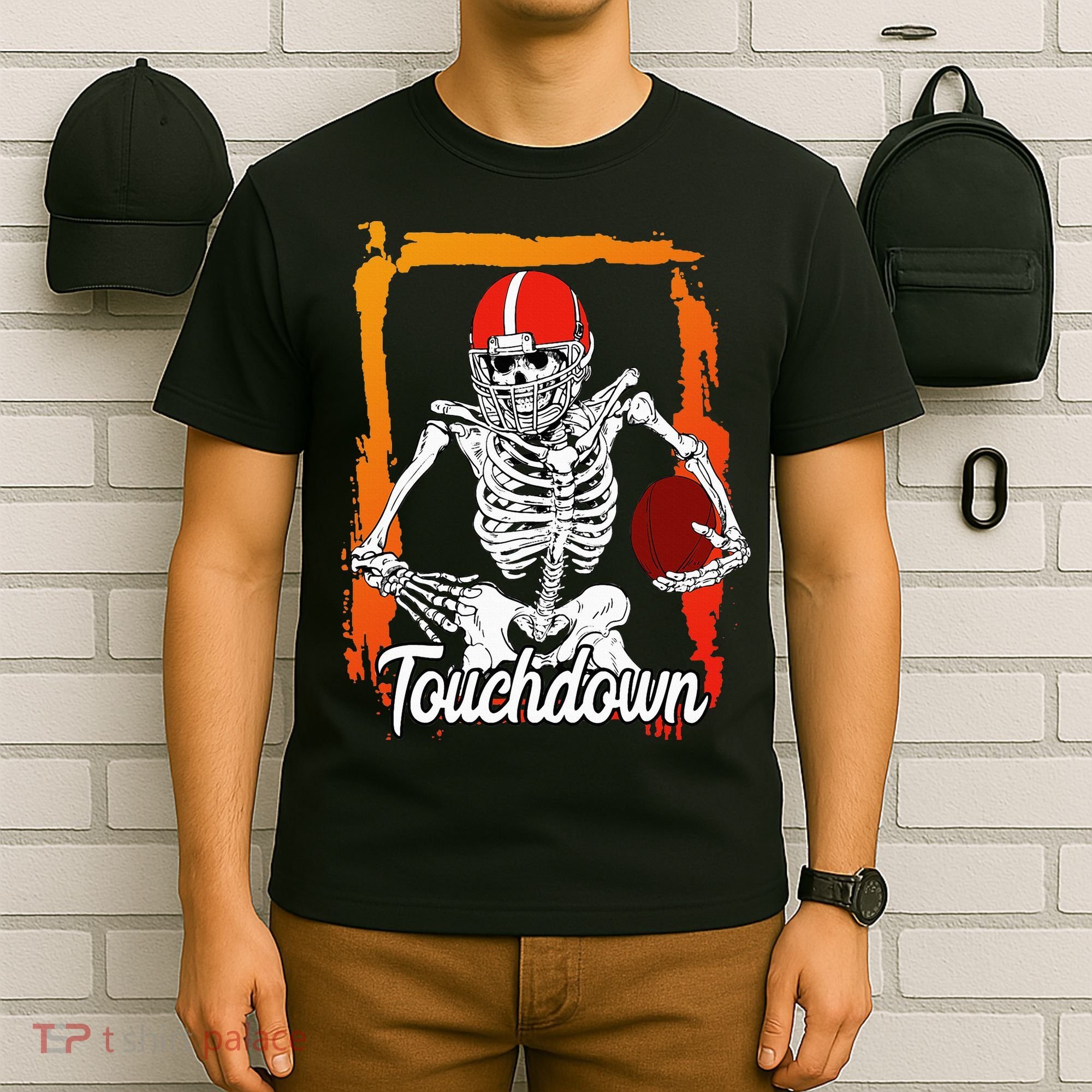 Football For Kids Halloween Skeleton T-Shirt