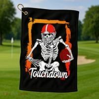 Football For Kids Halloween Skeleton Golf Towel thumb 1