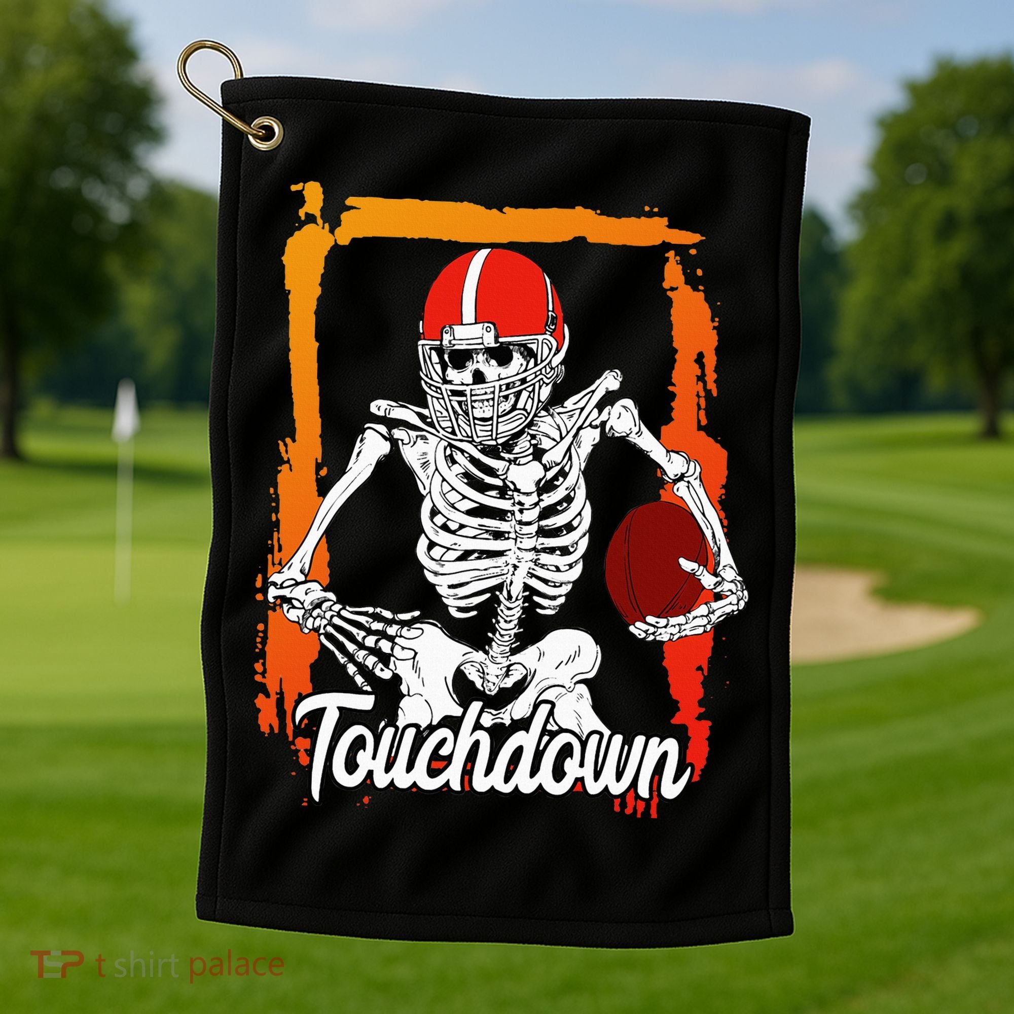 Football For Kids Halloween Skeleton Golf Towel