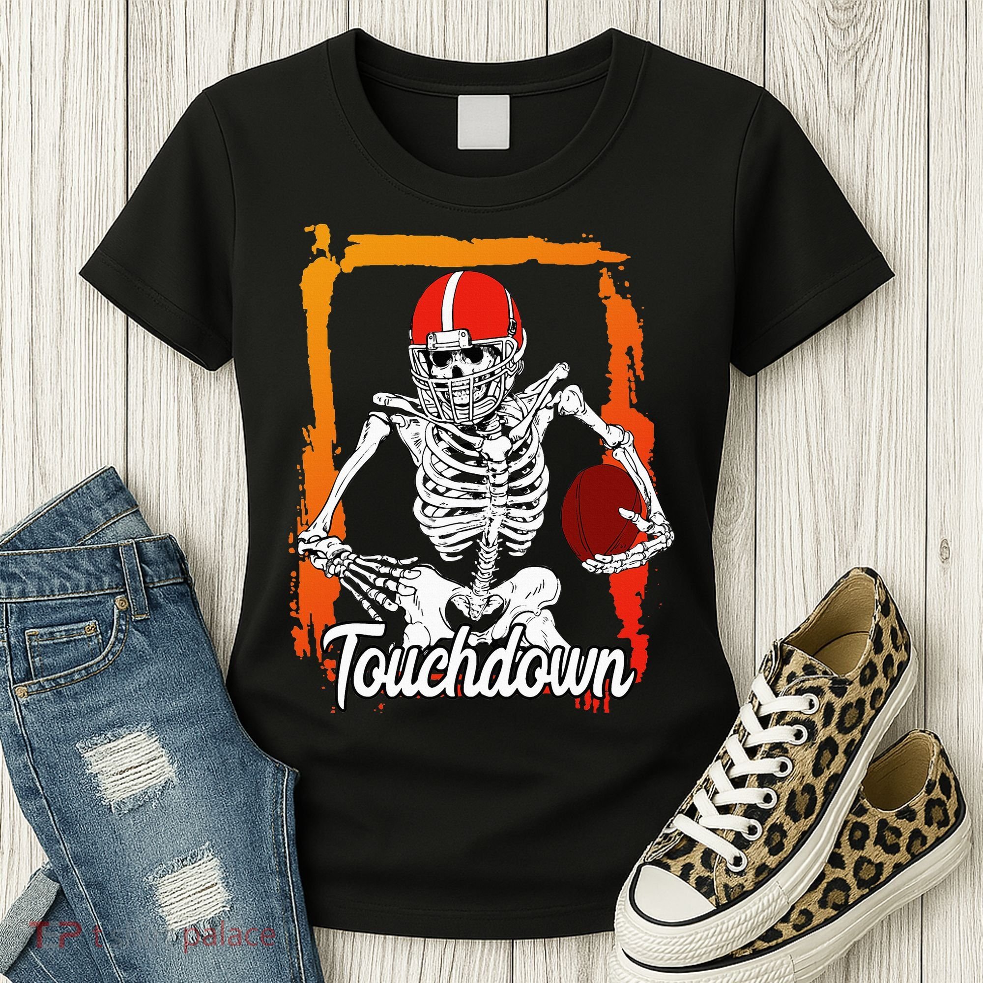 Football For Kids Halloween Skeleton Women's T-Shirt