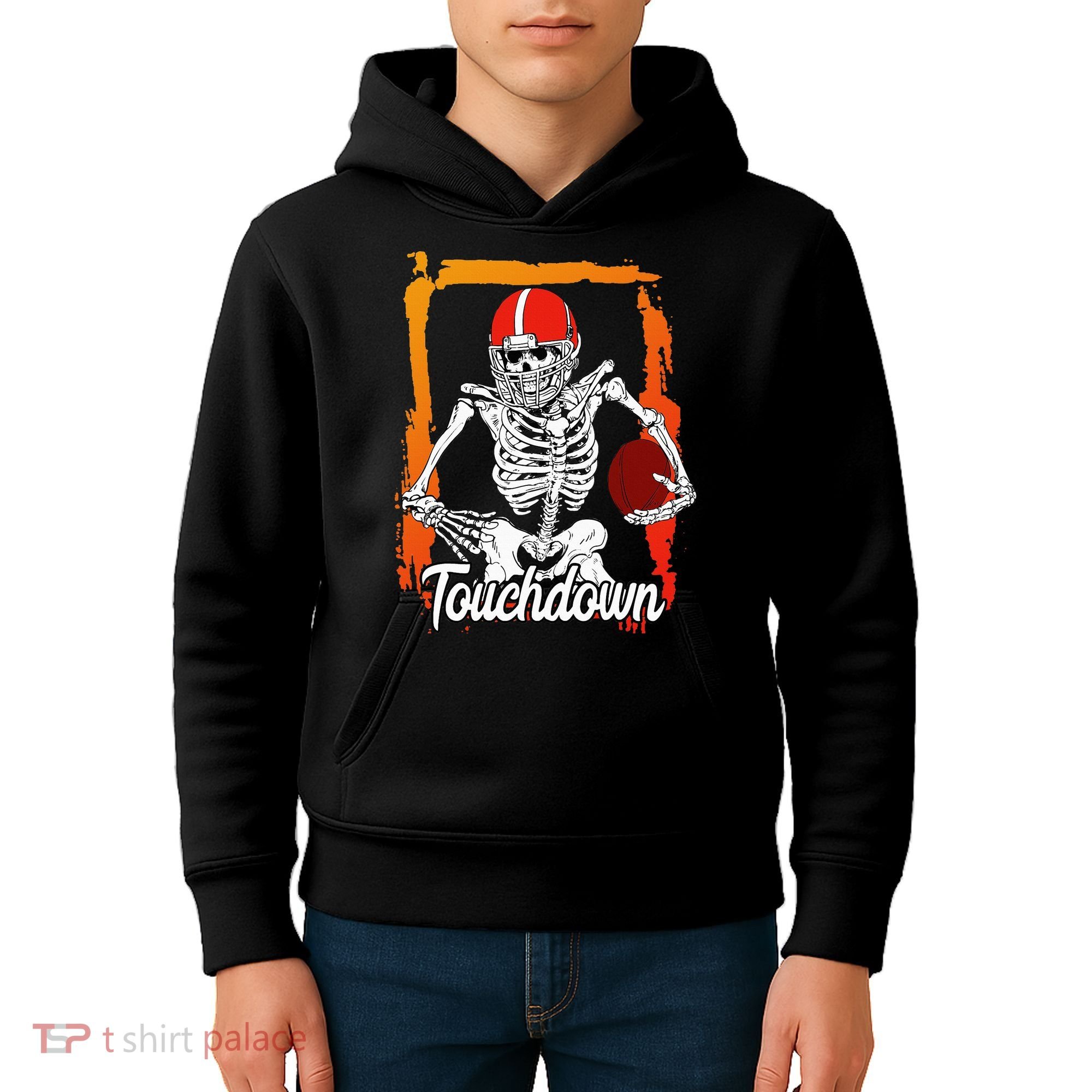 Football For Kids Halloween Skeleton Kids Hoodie
