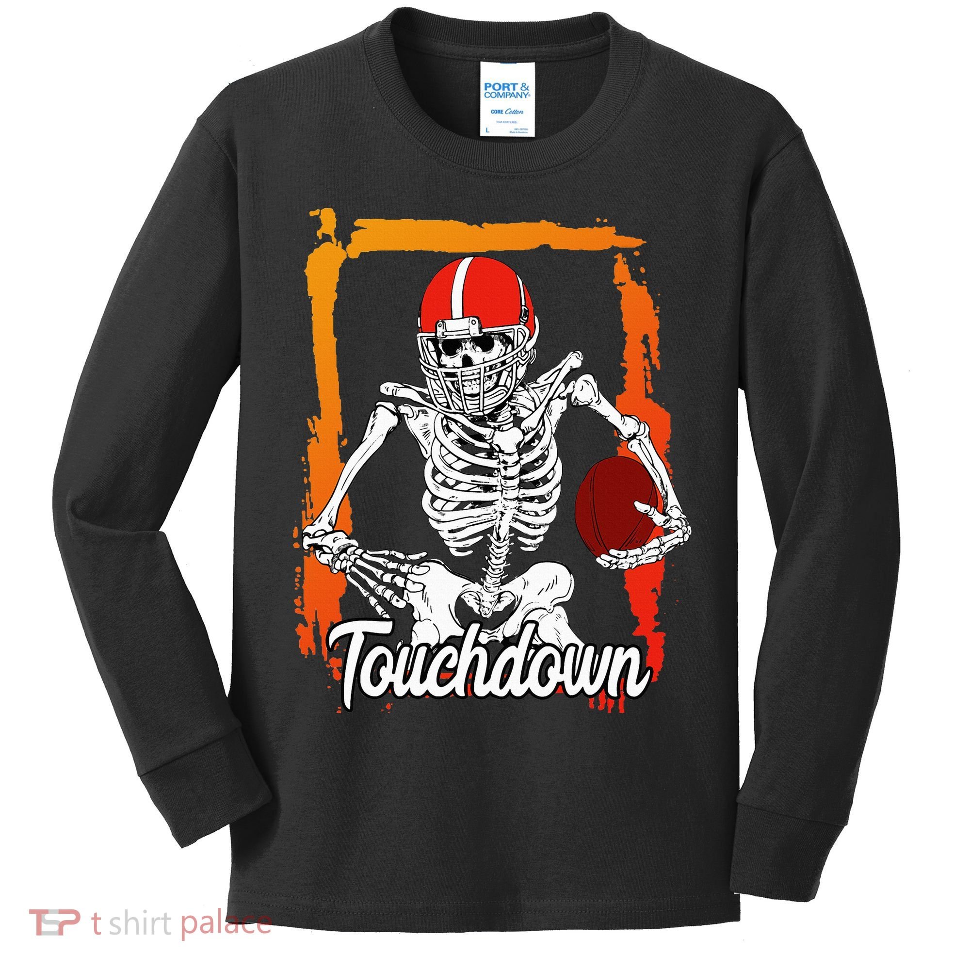 Football For Kids Halloween Skeleton Kids Long Sleeve Shirt