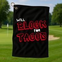 Funny Football Lineman Serving Pancakes Offensive Line Golf Towel thumb 1