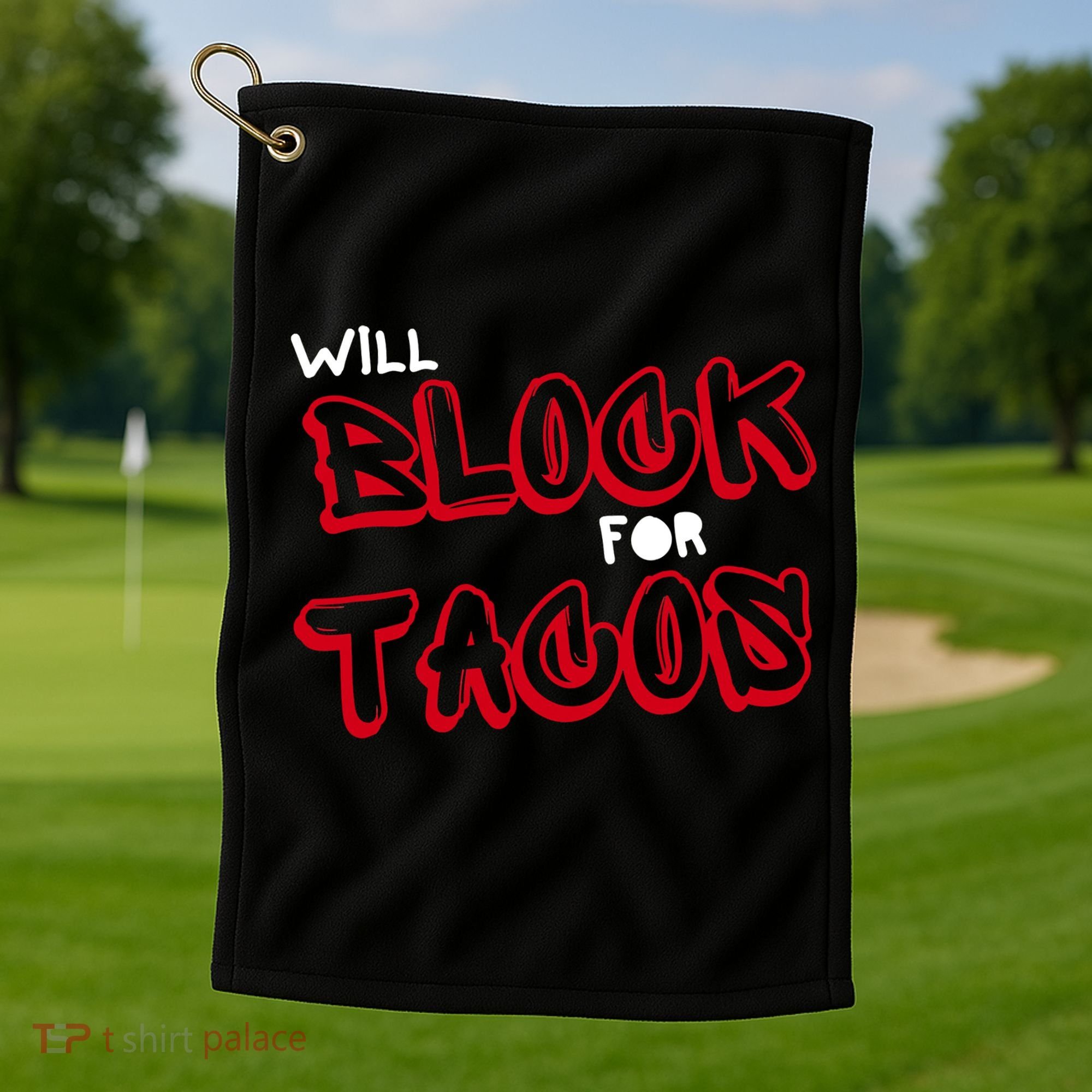 Funny Football Lineman Serving Pancakes Offensive Line Golf Towel