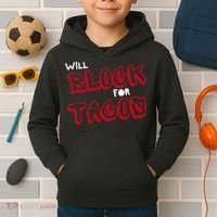 Funny Football Lineman Serving Pancakes Offensive Line Kids Hoodie thumb 2