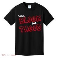 Funny Football Lineman Serving Pancakes Offensive Line Kids T-Shirt thumb 0