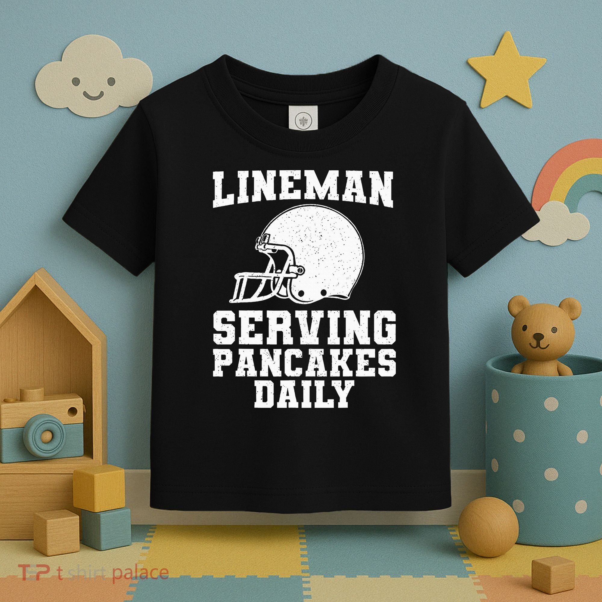 Funny Football Lineman Art For Offensive Lineman Toddler T-Shirt