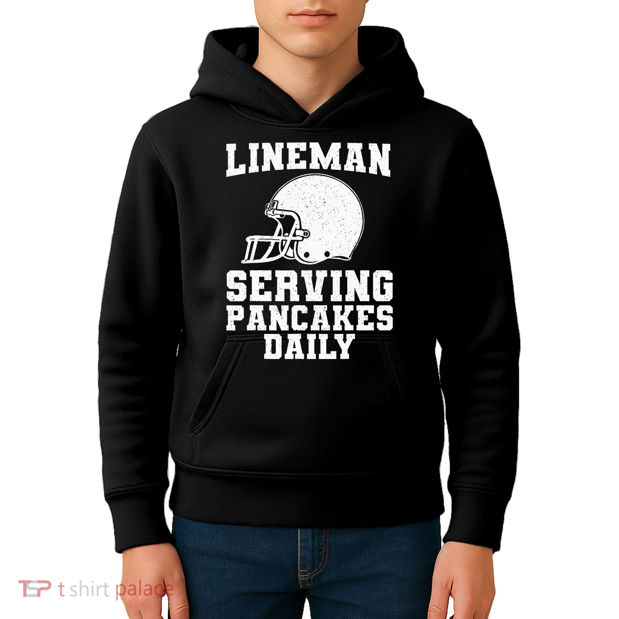 Funny Football Lineman Art For Offensive Lineman Kids Hoodie