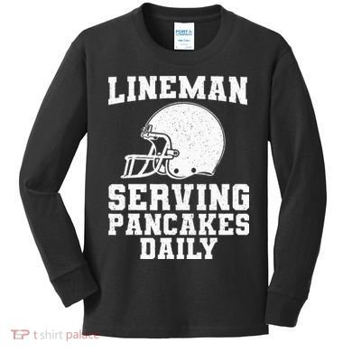 Funny Football Lineman Art For Offensive Lineman Kids Long Sleeve Shirt